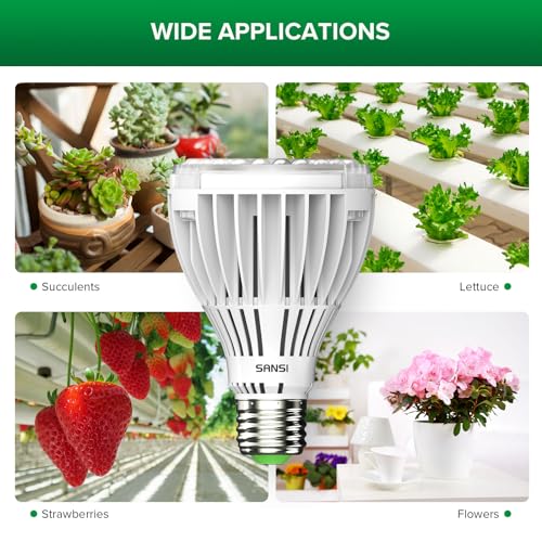 SANSI 300W Equivalent LED Grow Light Bulb, PAR25 30W 5000K+660nm Full Spectrum Grow Bulb for Indoor Plants, 25,000 Hours Lifespan Plant Lights with E26 Base — view 6