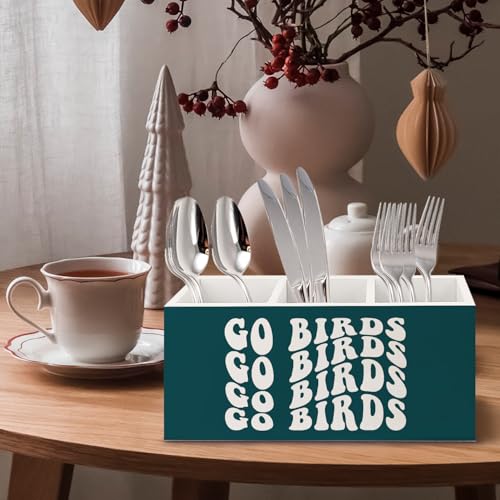 Image of Football Fan Gifts Green Wooden Pen Pencil Holder for Office Desk Accessories, Gifts for Football Lovers Players, Go Birds Makeup Brush Toothbrush Holder Organizer