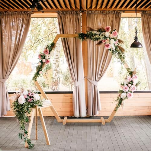 Hochzeitsbogen aus Holz, sechseckig, Blumenständer, Zeremonie, Torbogen, Dekoration, rustikale Laube, Fotografie, Hintergrundständer, Gartendekorationen