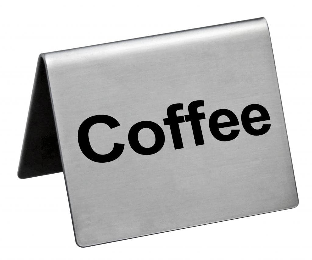New Star Foodservice Stainless Steel Table Tent Sign (Silver (Coffee), 2-Inch by 2-Inch (Set of 6))