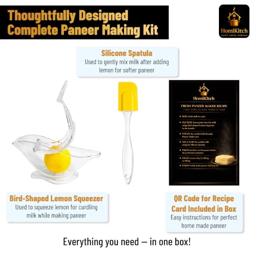 Image of Stainless Steel Paneer Maker 500 ML with Bird Shaped Lemon Squeezer & Silicone Spatula|Paneer Mould Press|Hung Curd Maker|Paneer Strainer|Tofu Press|Curd Strainer