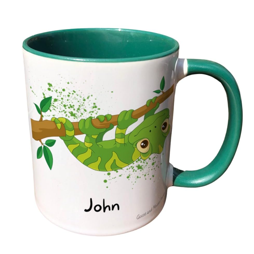 Personalised Chameleon Mug Gift - Present for Chameleon Lovers - Gifts for Reptile Owners - Personalised Reptile Mug - Country Style Mug (Yellow)