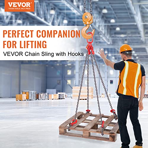 image for VEVOR Chain Sling, 5/16 Inch X 5 Ft Lifting Chains with Hooks, G80 Eng