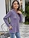 Romanstii Womens Cowl Neck Sweatshirt Quarter Zip Pullover Long Sleeve Lightweight Sweater Shirt Top with Pockets Purple M
