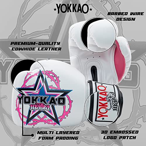 Yokkao Muay Thai Design Razor Boxing Gloves - White - 12Oz #TOP3