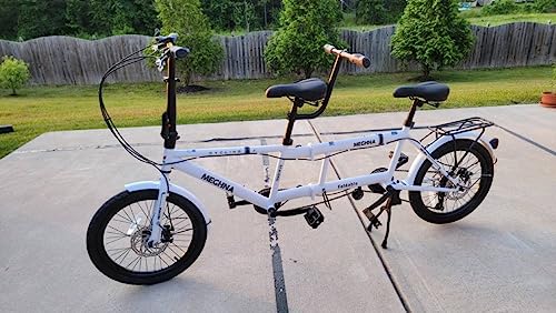Weerock 20 Inch Foldable Tandem Bike For Adults With 2 Seater,Double Seat Bike,Two Rider Bicycle 7 Speeds High Carbon Steel Frame For Parent-Child Friends Couple,White #TOP6