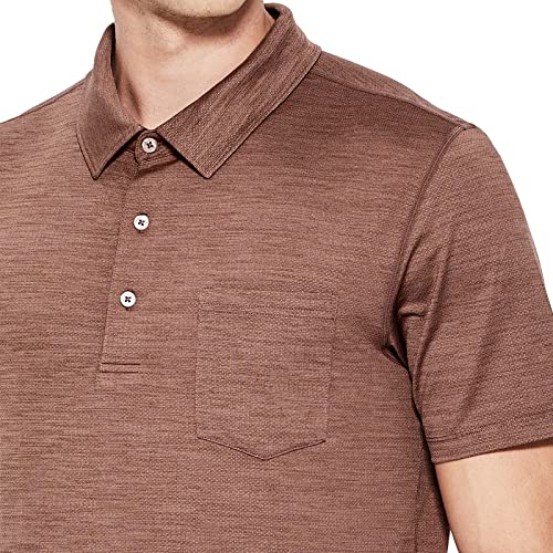 Haimont Men's Golf Shirt With Pocket Short Sleeve Polo Shirts Quick Dry Moisture Wicking Collared Stretchy Performance Heather Brown,Xl #TOP1