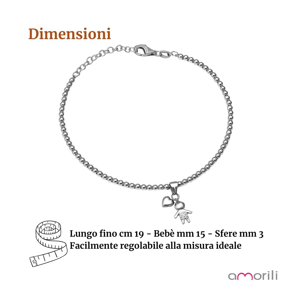Bracciale Nascita Bebè Bambino Maschietto in Argento 925 con Zirconi | Gioiello Dolce per Futura Mamma | Braccialetto Elegante e Simbolico | Idea Regalo Nascita o Baby Shower bcc1565b
