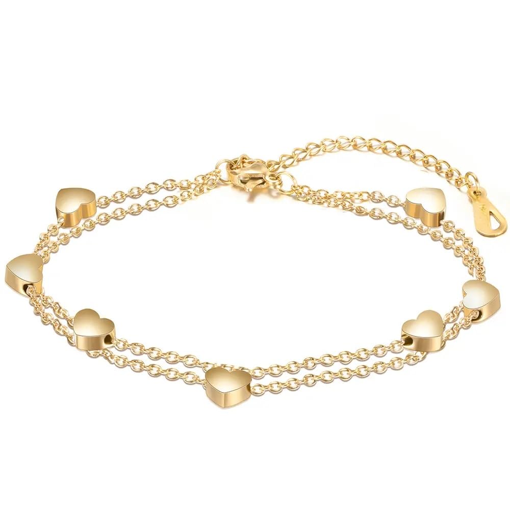 MEENAZ Bracelet for Women Girls Gold Bracelets for Women and Girls Western Stainless Steel Heart Charm Chain Bracelet Birthday Gifts For Women Valentine Gift for Girls anti tarnish adjustable stylish