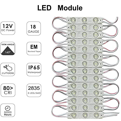 Led Module Cuihuajiade Super Bright 200 Pcs White 6500K 2835Smd 3 Led Module Waterproof Decorative Light For Letter Sign Advertising Signs With Tape Adhesive Backside (White) #TOP3