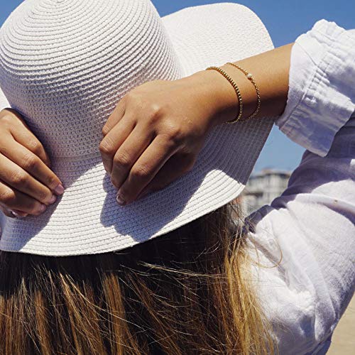 Xijin 4Pcs Gold Beaded Bracelets Set 18K Gold Plated Stainless Steel Friendship Cuff Bangle Bracelets For Women Teen Girls #TOP2