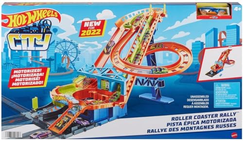 Hot Wheels Roller Coaster Rally avec propulseur électrique et looping - 7