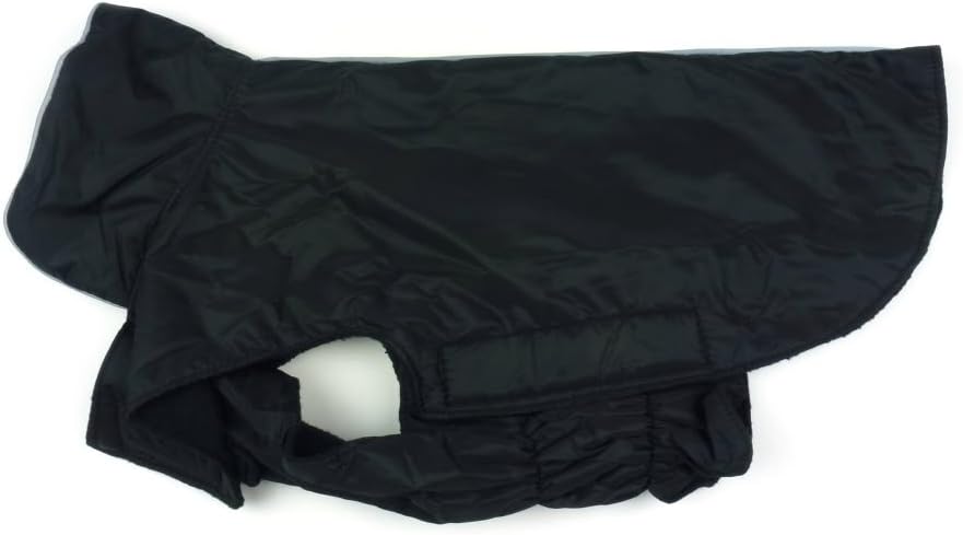 Phunky Pets Waterproof Dog Coat Jacket, Fleece Lined For Warmth, Chest Protector, Reflective Piping For Night Safety Black Small
