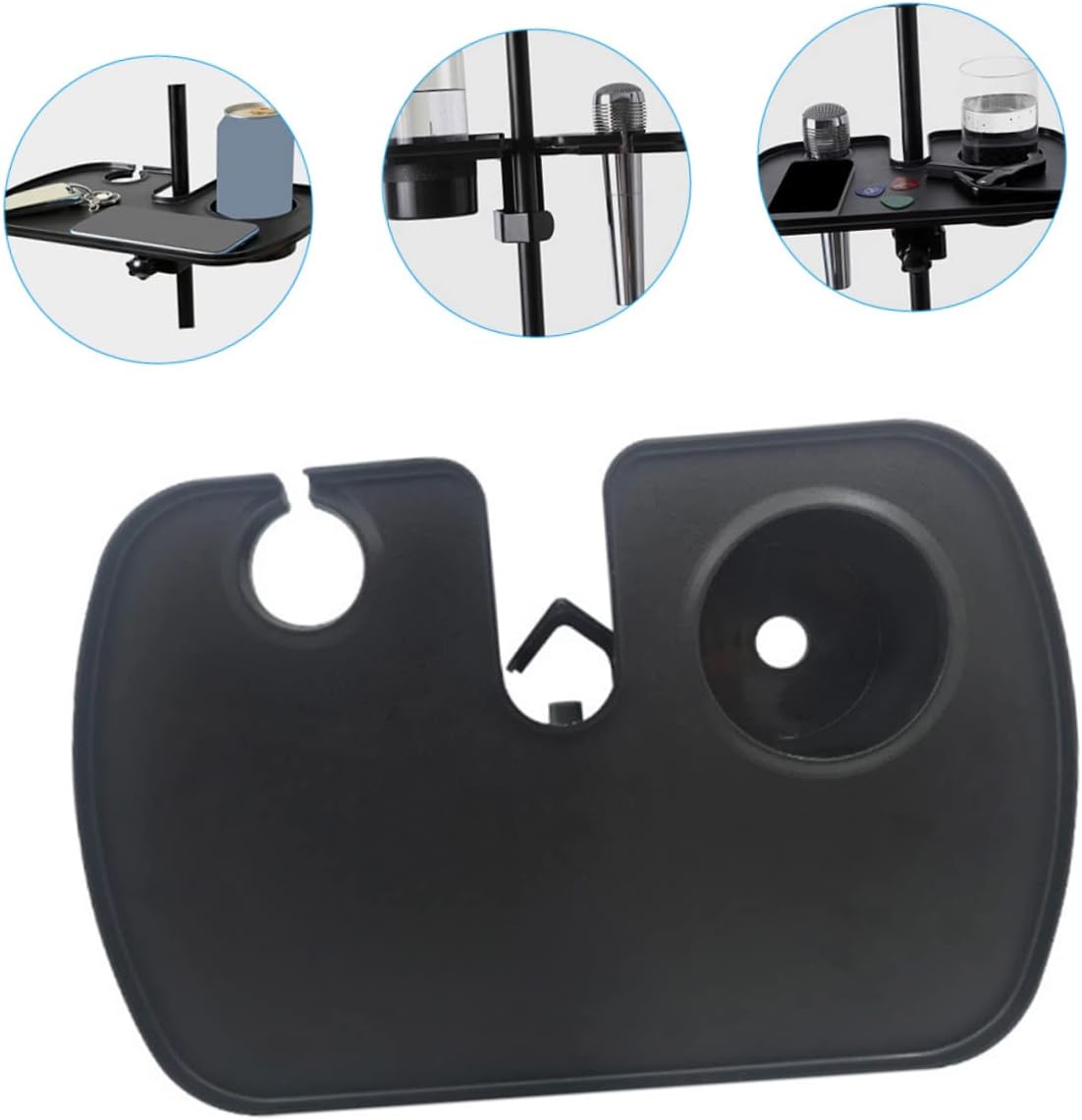 Multipurpose Microphone Stand Tray Clamp Rack for Live Broadcast with Phone Sound Card and Accessory Holder Easy to Clean Black Plastic Shelf Compatible with Mic Stands