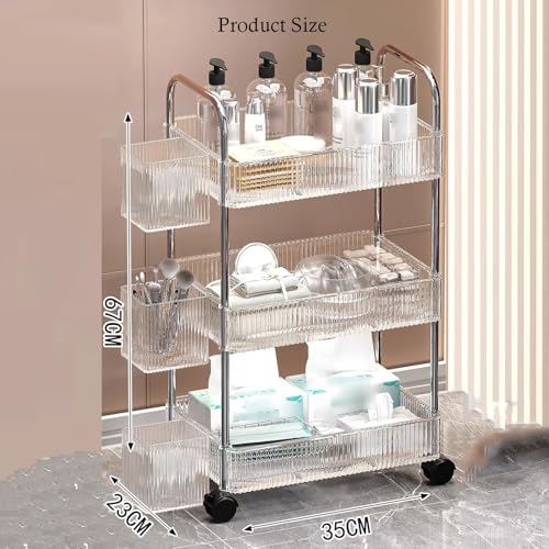 Carrito rodante para salón de Belleza con Tres Compartimentos, portátil, para organizar Herramientas de SPA, cosmetología, masajes, Tatuajes y manicura.
