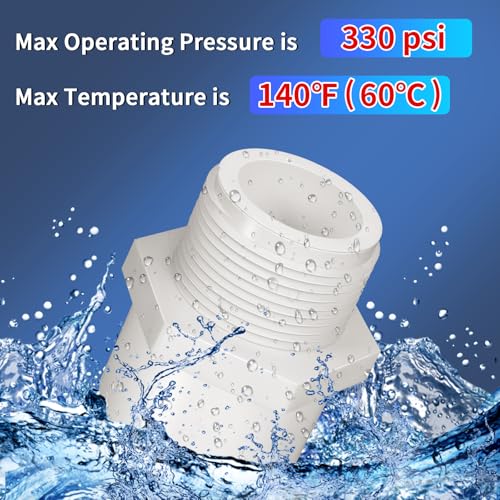 Boltigen 2Pcs White PVC Pipe Fittings, 3inch NPT Male Thread Pipe Fitting Adapter Connector, Pipe Coupling for Sch40 PVC Pipe, Socket x NPT Male by Boltigen - Used condition - Image 4