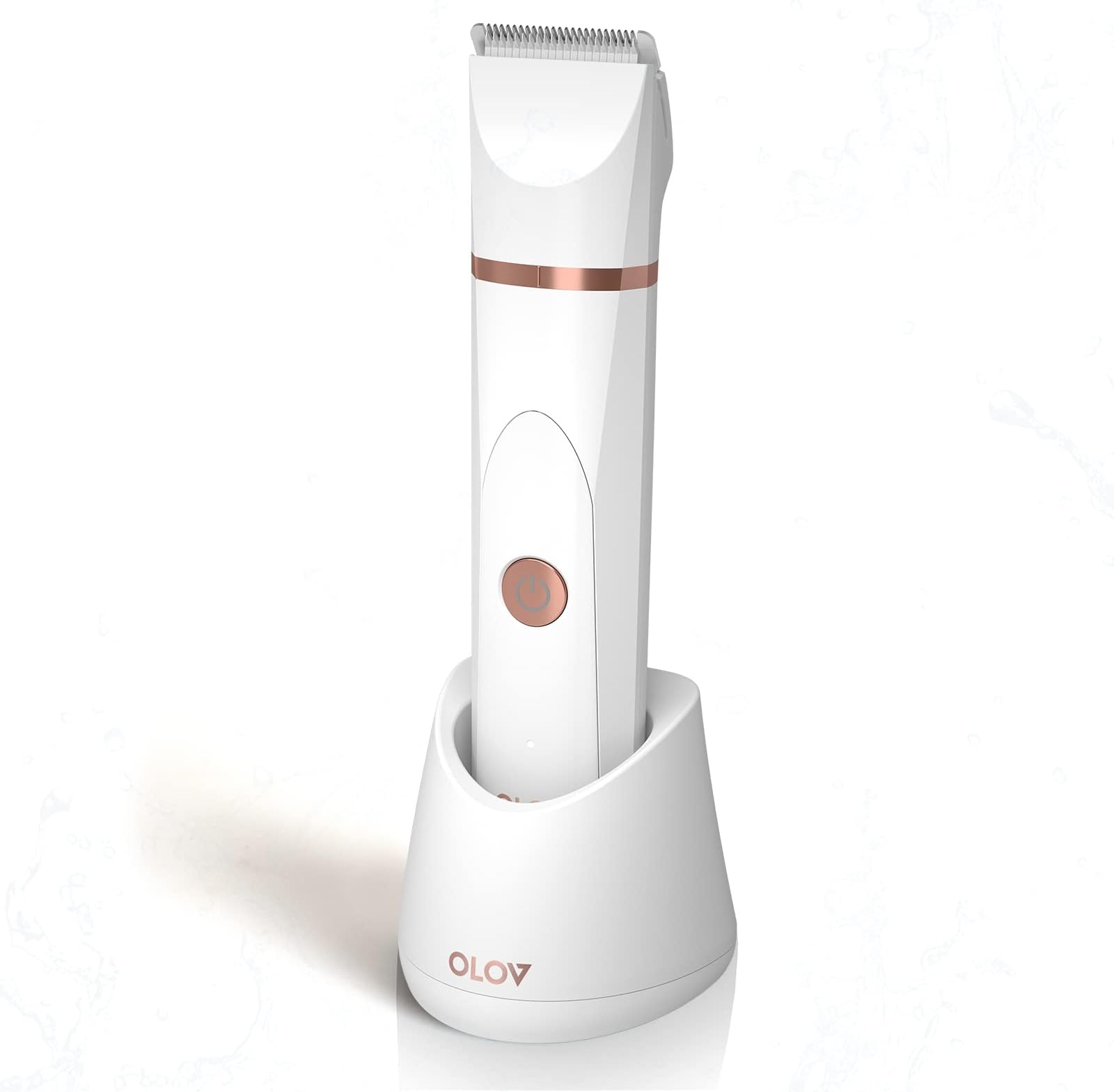 OLOV Bikini Trimmer Women, Cordless Wet and Dry Electric Lady Shaver, Replaceable Ceramic Blade Heads, USB Recharge Dock & Nose Trimmer, Womens Razor for Underarm Nose Legs Pubic Hair
