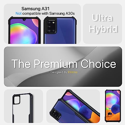 Image of Pikkme Samsung Galaxy A31 Back Cover | Crystal Clear Transparent Back | Ultra Hybrid | Full Camera Protection | Raised Edge | Bumper Back Case for Samsung Galaxy A31 (Black)