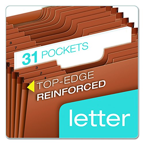 Pendaflex R217Dhd Heavy-Duty Expanding Open Top File, 31 Pockets, 1/3 Tab, Letter, Brown & /Pendaflex Heavy Duty Expanding File With Flap, 12 Monthly Pockets, 1/3 Cut Tabs, Brown #TOP2
