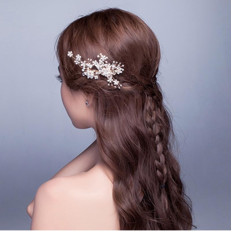 Alloy Handmade Bridal Rhinestone Flower Hair Comb image 4