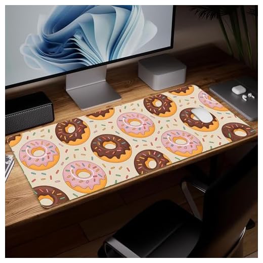 Leather Dessert Desk Pad, Colorful Art Mouse Pad Large Computer Keyboard Gaming Mousepad Waterproof Desktop Protector & Cover, Decorative PU Leather Laptop Mouse Mat Home Decor 10 x 25.6 inch C112