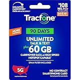 Tracfone $108 Unlimited Talk & Text, 60 GB of Data / 90 Days (Physical Card)