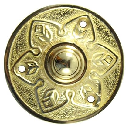 Flower Brass Bell Push or Door Bell or Push Button - Polish Lacquered