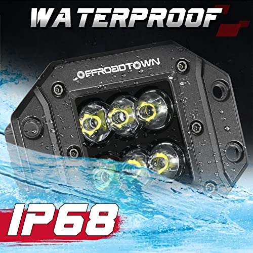 Flush Mount LED Pods, OFFROADTOWN 5'' 12,000LM CREE LED Driving Lights Reverse Backup Light Flush Light Bar Off Road Lights Work Light for Truck Pickup UTV ATV SUV Boat 4x4 Car by OFFROADTOWN - Used condition - Image 4