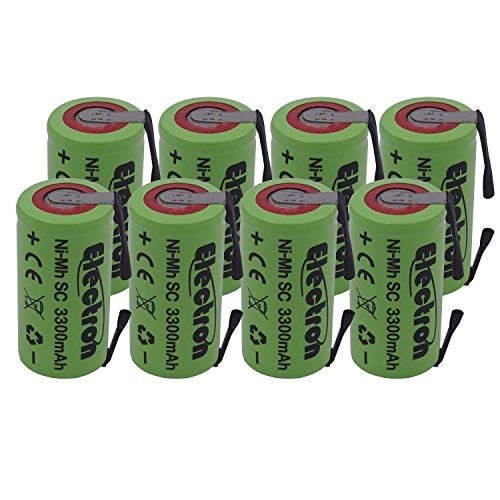  8X Batteria Pila NI-MH SC 3300mAh 3.3Ah 1,2V con lamelle linguette a saldare per pacchi batterie trapani torce allarmi