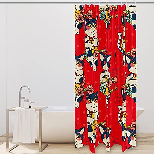 Rideau de douche chat Neko imperméable pour éviter les fuites - 3