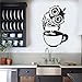 Produktbild Nette Karikatur Eule auf Becher Wandaufkleber Kaffee dekorative Aufkleber für Küche Esszimmer Vinyl Aufkleber für Kaffeebar Home Decor