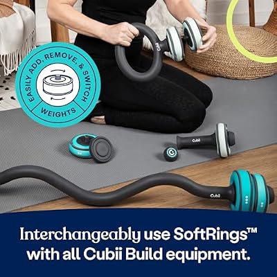 Cubii Build Adjustable Barbell Set Includes 4 Interchangeable SoftRings