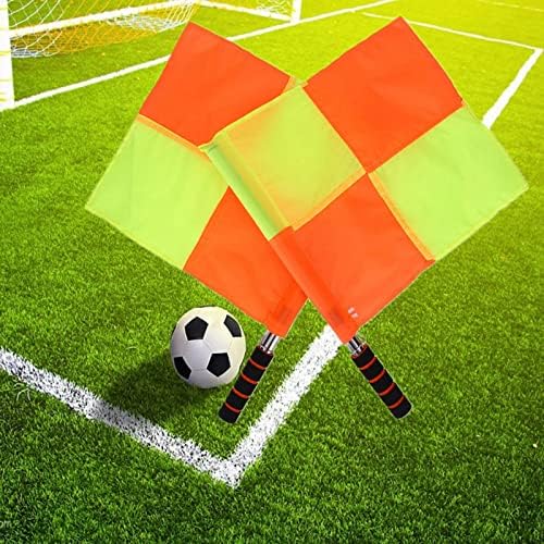 2 Pieces Referee Flag for Soccer Referee, Soccer Linesman Flag for Training Match, with Storage Bag & Steel Tube