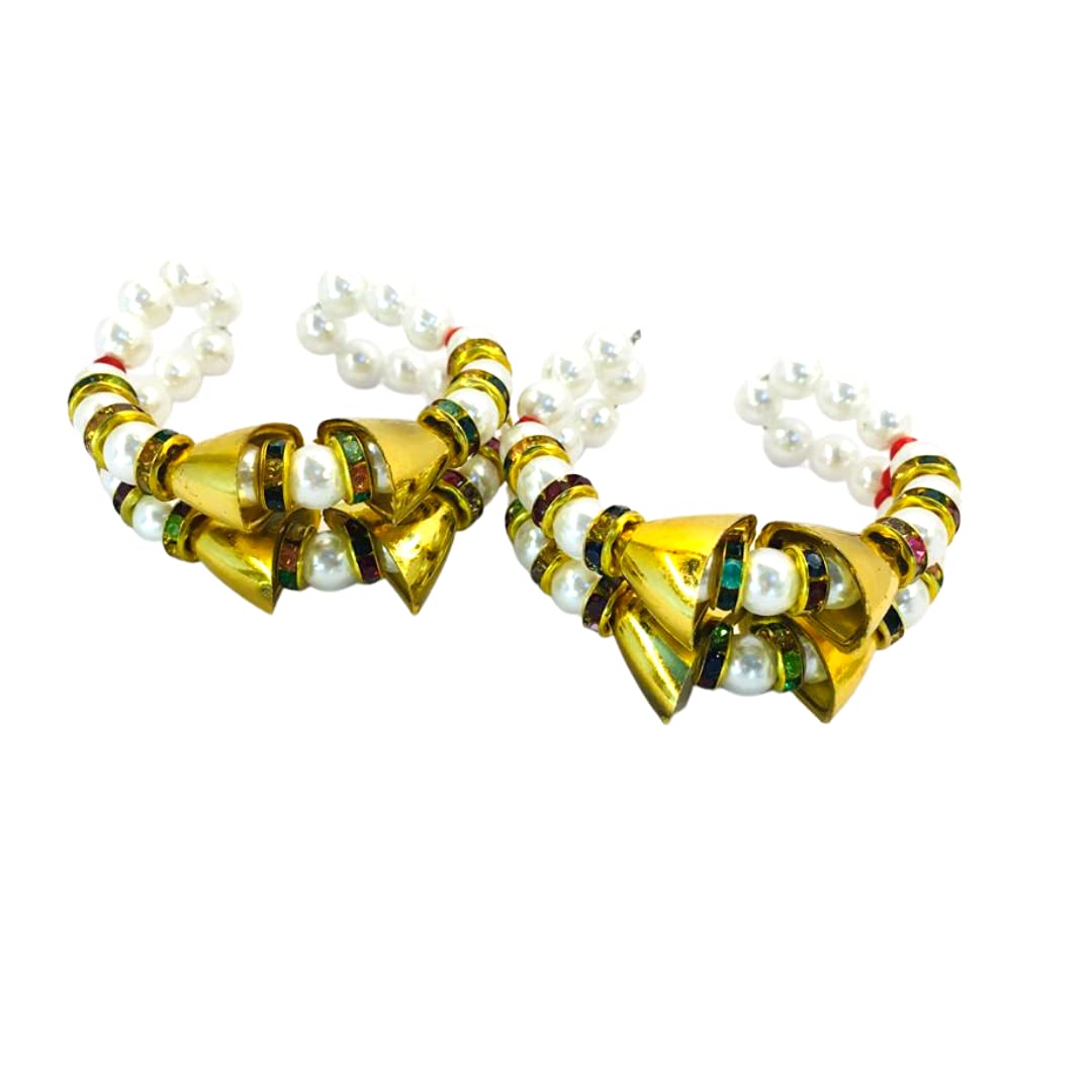 Adjustable Hand kada for Ganeshji | Ganeshji Hand Bracelet (White Pearl With Golden Design) (B09DYLL88W) Amazon Price History, Amazon Price Tracker