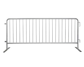 Angry Bull Barricades Heavy Duty Crowd Control Metal Interlocking Barricade with Flat No-Trip Feet - 8.5 Ft. Steel 20 Pack