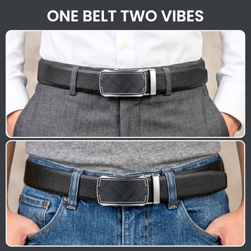 Image of THE MEN THING Mens Genuine Leather Belt | 2 in 1 Reversible (Black & Brown) (1 Pc.) - LUXORIC - ORLUX
