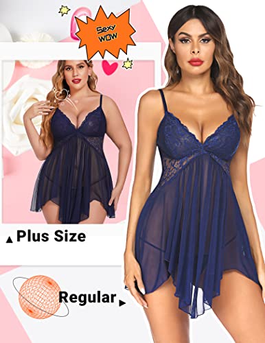Image of Avidlove Women Lingerie Lace Babydoll V Neck Sexy Sleepwear Strap Chemise