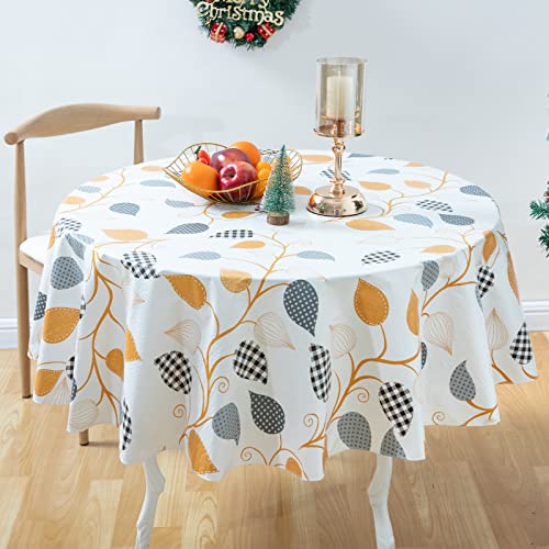 Dwellaid Christmas Tablecloth Disposable Tablecloth Vinyl Tablecloth With Flannel Backing Oilcloth Tablecloth Waterproof Tablecloth (Fall Ivory, 70 Inch (4-6 Seats)) #TOP7