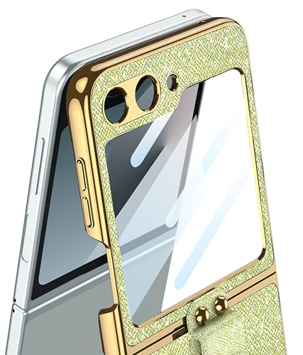Image of BOUNCEBACK Pu Leather Shiny Bling Electroplated Case /Cover with Ring Holder Cover for Samsung Galaxy Z Flip 6 / Galaxy Flip 7 FE Back Case Cover - (Faux Leather | Shiny Black)
