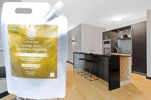 Natura Ultra, Multi-Surface Cleaner & Degreaser (Refill Bag 2L), Eco-Friendly & Non- Toxic Cleaner & Degreaser to Clean & Remove Grease and Grime, Lemongrass