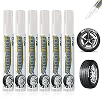 tlidfgeo 6 Stück Autoreifen Stift, Weißer Reifenmarker Hohe Kapazität Reifenstift, Wasserfest Autoreifen Marker, Reifen Lackstifte für Auto Motorrad Reifen