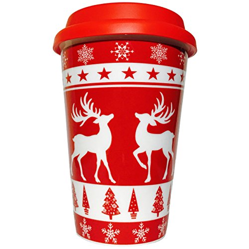 Travel Coffee Mug - Cool Christmas Mug Ornament - Premium Gift Box Included - 14 oz - Insulated with Silicone Lid - Best Xmas Gifts Idea for Mom, Dad, Husband, Wife, Boyfriend, Girlfriend, Coworkers