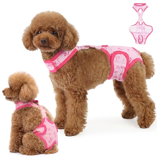 Lelepet Dog Diapers Female, Washable Reusable Dog in Heat Diaper S Pink