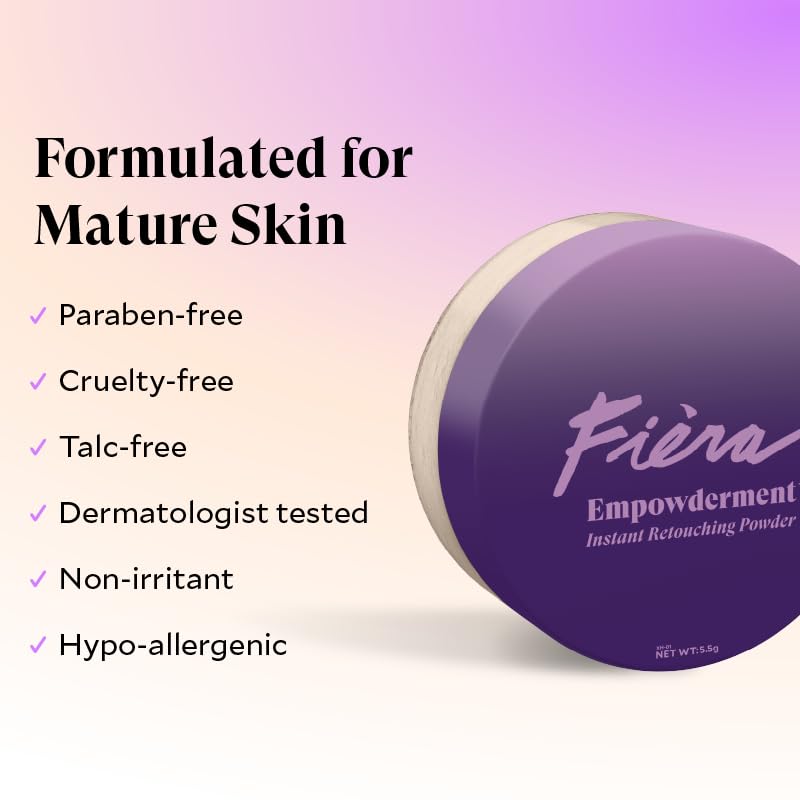 Fièra Empowderment™ Finishing Powder, Talc-Free Blurring & Soft-Matte Setting Powder for Mature Skin, Pore & Fine-Line Smoothing, Lightweight Instant Retouching Formula, Deep Shade, 0.2 OZ - Image 2