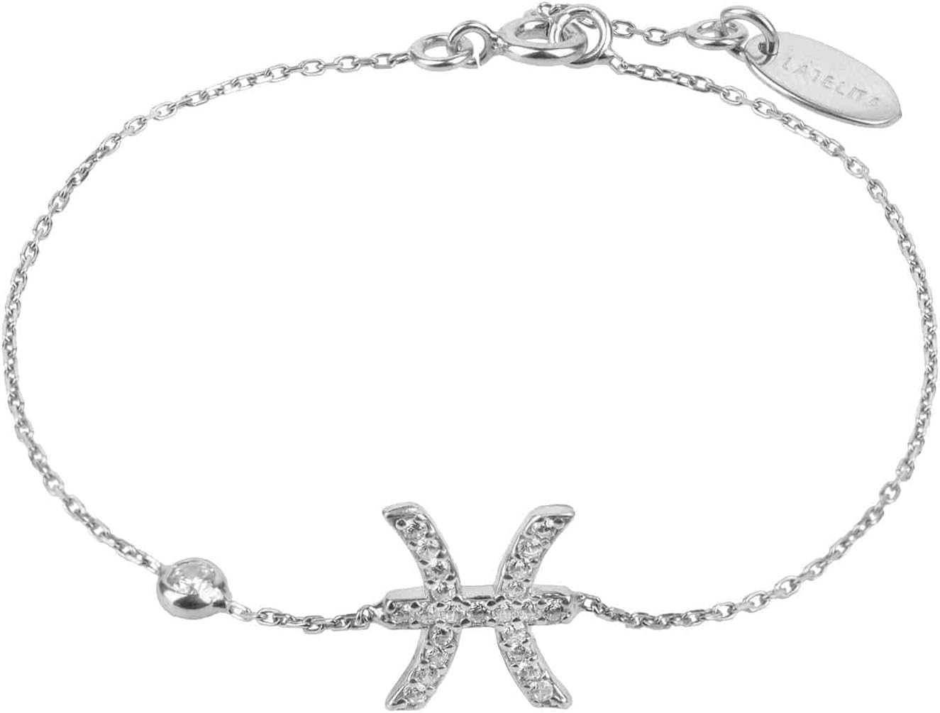 LATELITAZodiac Horoscope Star Sign Pisces Charm Bracelet Sterling Silver Simulated Cubic Zirconia Silver