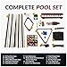 Hathaway Deluxe Pool Table Accessories Kit - Pool Sticks Set of 4, 16 Billiard Balls, Wall-Mounted Cue Rack, 2 Pool Racks, Chalk, & Other Billiards Accessories for Gameplay & Maintenance - Walnut