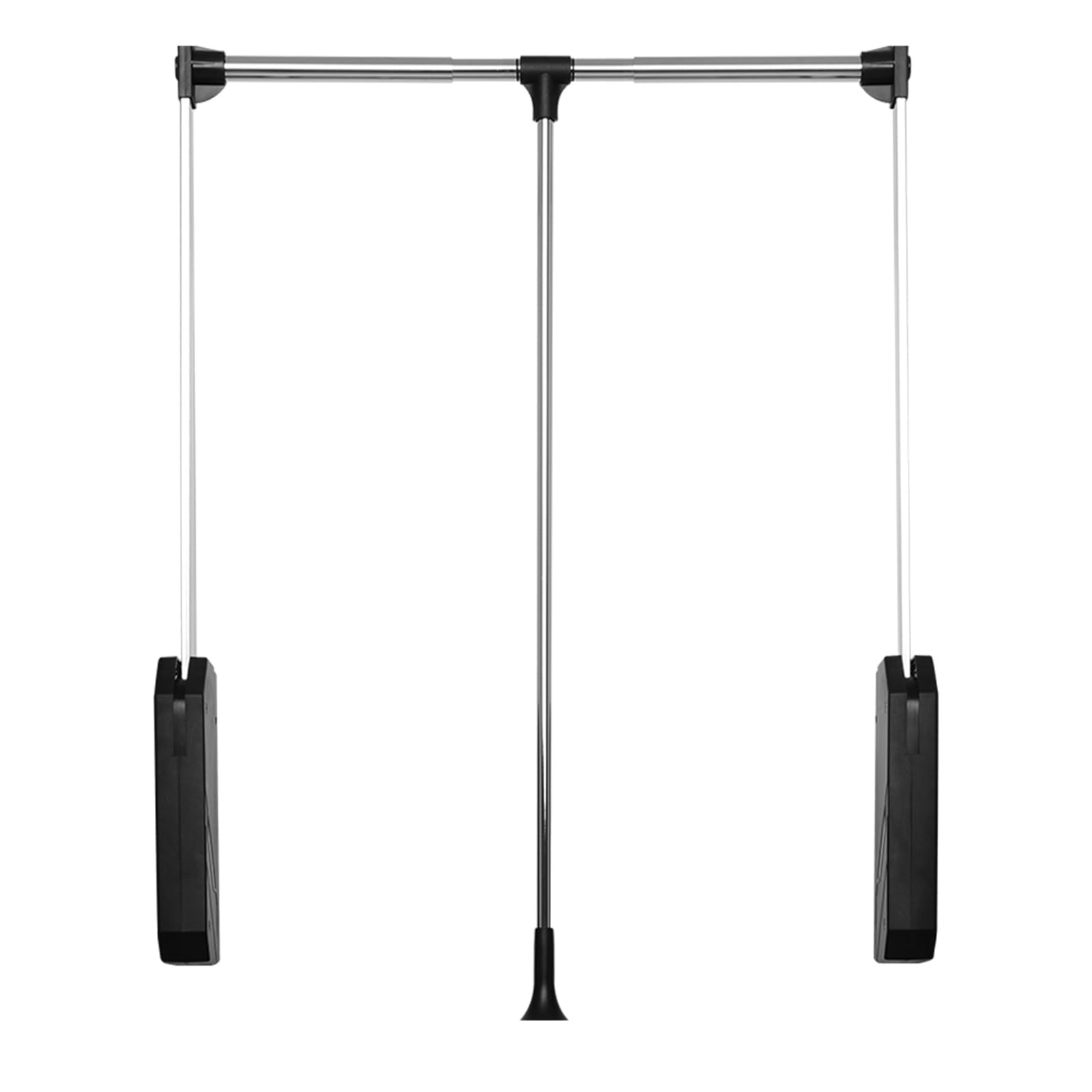 Tringle de placard rétractable noire avec double tampon pour un rangement fluide