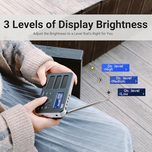 August MB225B Portable DAB/DAB+/FM Digital Radios – Rechargeable Small Radio with 40 Station Presets, RDS, Dual Alarm Clock with Snooze and Sleep Timer, 4 One-Touch Preset Buttons, Aux Out – Black - Image 5