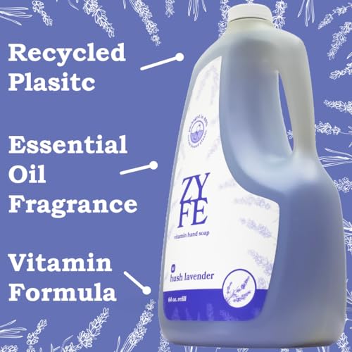 Image of Liquid Hand Soap Refills - Non-Toxic, Plant-Derived Vitamin Infused with Essential Oils - Kitchen Hand Soap Refill & Bathroom Essentials Handsoap Hand Wash - Hush Lavender Scent, 64oz