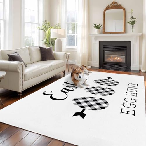 Lsrtoss Area Rug 6'x9', Black White Easter Area Rugs for